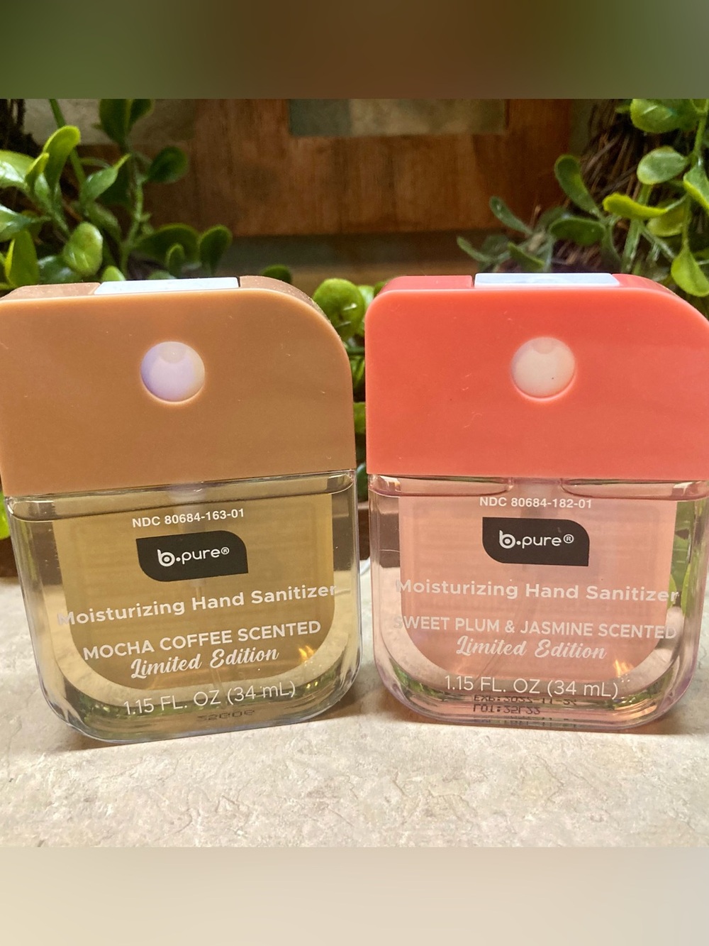 B-Pure Hand Sanitizer (2 Lot) Mocha Coffee & Sweet Plum & Jasmine NEW